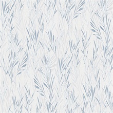 Bondi Blue &amp; Silver Leaf Reeds Wallpaper