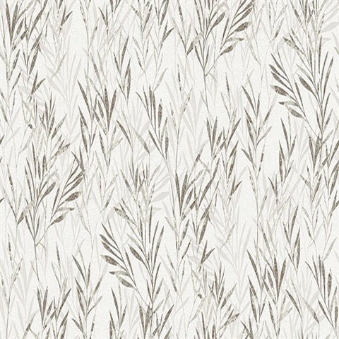 Bondi Taupe & Silver Leaf Reeds Wallpaper