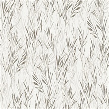 Bondi Taupe &amp; Silver Leaf Reeds Wallpaper