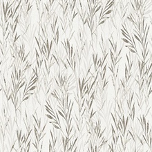 Bondi Taupe & Silver Leaf Reeds Wallpaper