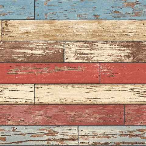 Borough Red Scrap Wood Wallpaper