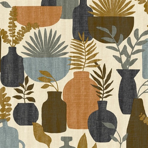 Botanica Clayworks Beige and Brown Wallpaper