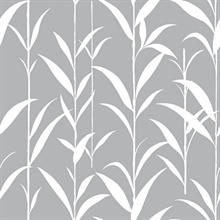 Botanical Bamboo Leaves Grey Peel and Stick Wallpaper