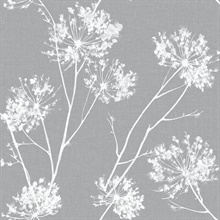 Botanical One O'Clocks Cove Grey Peel and Stick Wallpaper