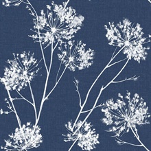 Botanical One O'Clocks Denim Blue Peel and Stick Wallpaper