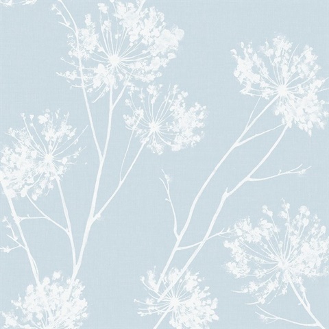 Botanical One O'Clocks Light Blue Peel and Stick Wallpaper