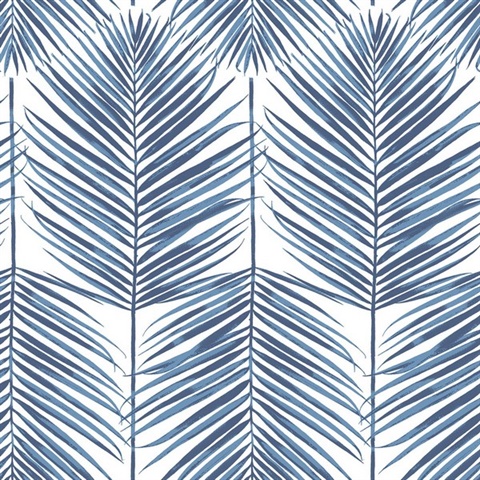 Botanical Paradise Palm Coastal Blue Peel and Stick Wallpaper