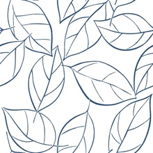 Botanical Tossed Leaves Navy Blue Peel and Stick Wallpaper