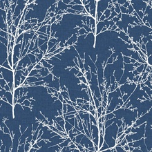 Botanical Tree Branches Coastal Blue Peel and Stick Wallpaper