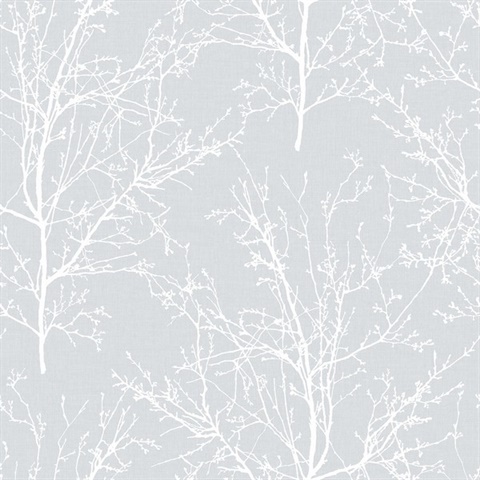 Botanical Tree Branches Daydream Grey Peel and Stick Wallpaper