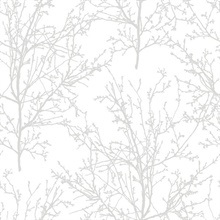 Botanical Tree Branches Pearl Grey Peel and Stick Wallpaper