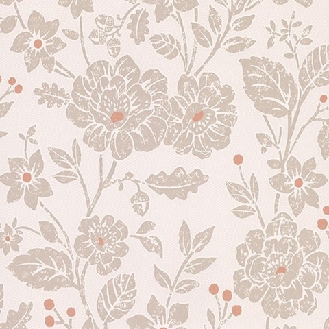 2813-M1351 | Bourdain Light Brown Floral | Wallpaper Boulevard