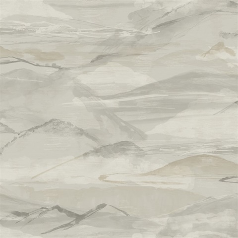 Bozeman Watercolor Mountains Grey Wallpaper