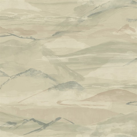 Bozeman Watercolor Mountains Moss Wallpaper
