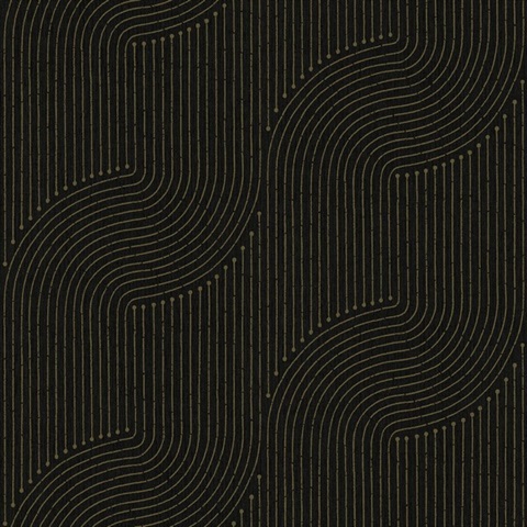 Braddock Black Art Deco Geometric Wallpaper