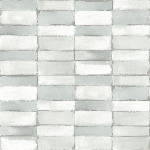 Braden Sage Distressed Tile Wallpaper