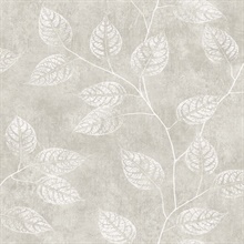 Branch Trail Silhouette Stamp Block Print Leaf Grey Wallpaper