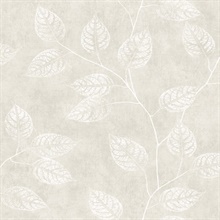 Branch Trail Silhouette Stamp Block Print Leaf Beige Wallpaper