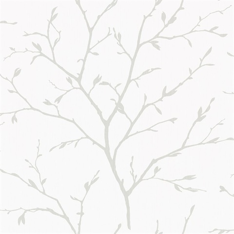 Branching Out Textured Block Print Off-White Wallpaper