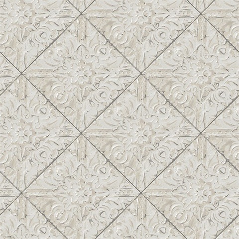 Brandi Grey Tin Tile Wallpaper