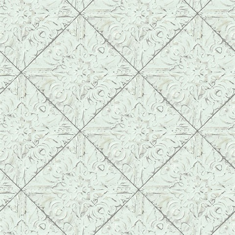 Brandi Light Blue Tin Tile Wallpaper