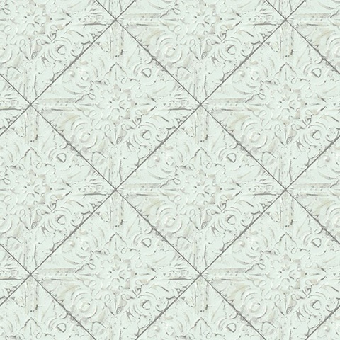 Brandi Light Blue Tin Tile Wallpaper