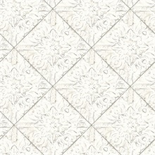 Brandi White Tin Tile Wallpaper