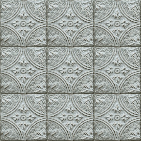 Brasserie Light Blue Tin Ceiling Tile Wallpaper