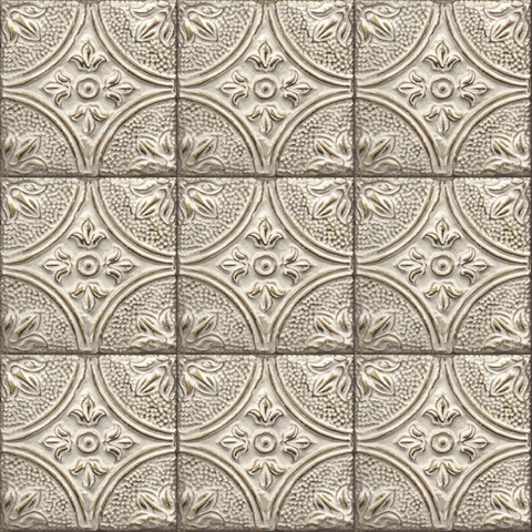 Brasserie White Tin Ceiling Tile Wallpaper