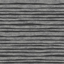Brianna Horizontal Striped Black Wallpaper