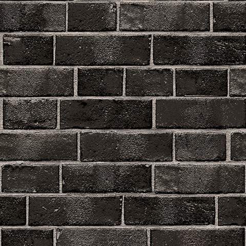 Brick Ebony Peel and Stick Wallpaper