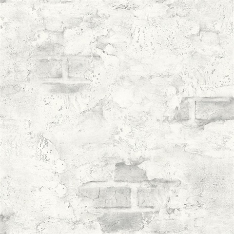 Brick Stuccoed Brick Fog Grey Peel and Stick Wallpaper