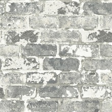 Brick Weathered Grey Brick Grey & Ivory Peel and Stick Wallpaper