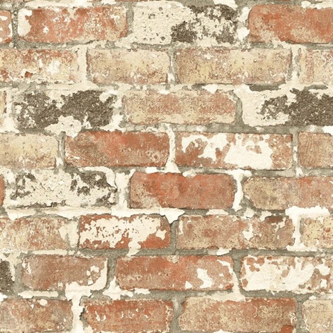 Brick Weathered Red Brick Red Brick & Charcoal Peel and Stick Wallpape