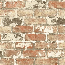 Brick Weathered Red Brick Red Brick & Charcoal Peel and Stick Wallpape