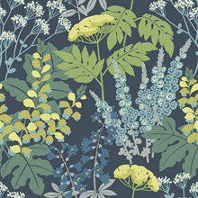 Brie Dark Blue Forest Flowers Wallpaper