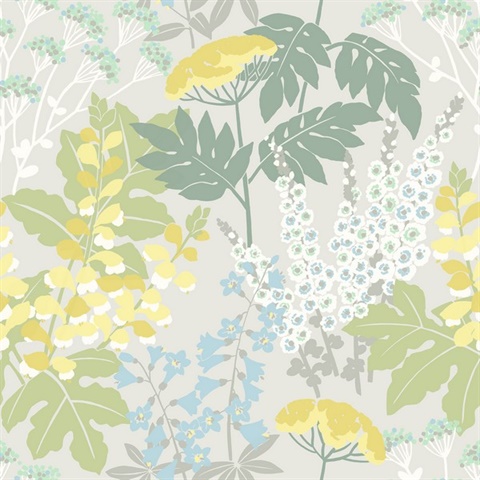 Brie Pastel Forest Flowers Wallpaper