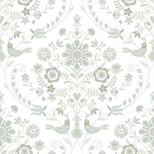 Britt Neutral Embroidered Floral Damask Wallpaper