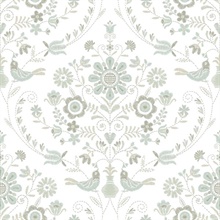 Britt Neutral Embroidered Floral Damask Wallpaper