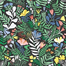 Brittsommar Black Woodland Floral Wallpaper