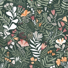 Brittsommar Evergreen Woodland Floral Wallpaper