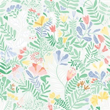 Brittsommar Light Green Woodland Floral Wallpaper