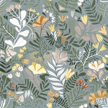 Brittsommar Slate Woodland Floral Wallpaper