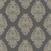 Bromley Charcoal Satin Damask