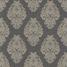 Bromley Charcoal Satin Damask