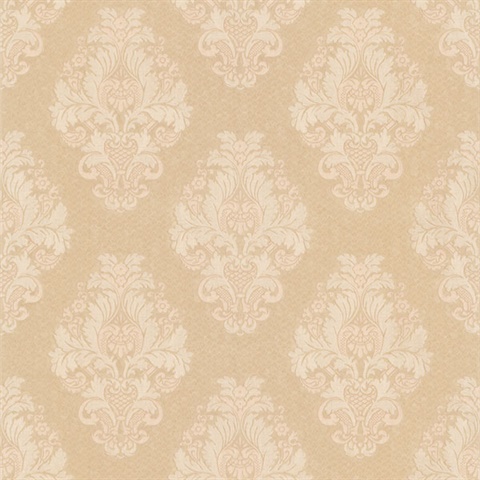 Bromley Peach Satin Damask