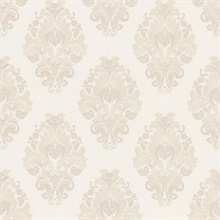 Bromley White Satin Damask