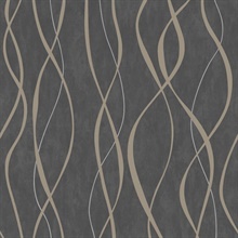 Bronze Brown Glitter Ribbon Stripe Wallpaper