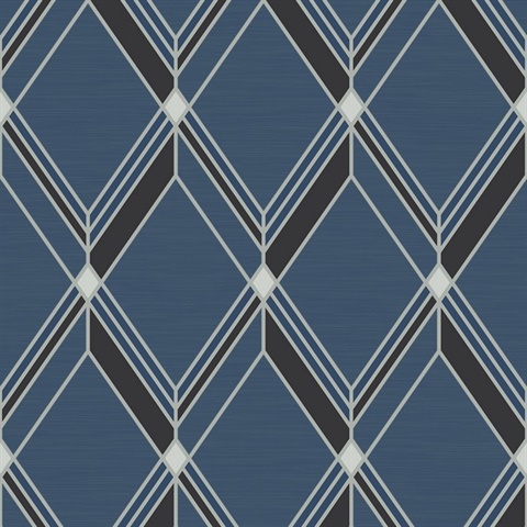 Brooklyn Diamond Blue 1920s Art Deco Wallpaper