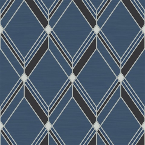 Brooklyn Diamond Blue 1920s Art Deco Wallpaper